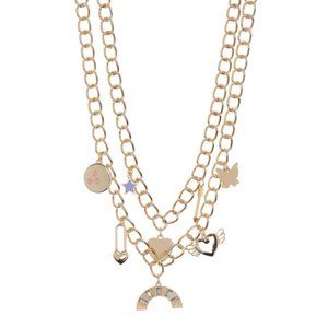 BP. Mixed Charm Layered Chain Link Gold Necklace